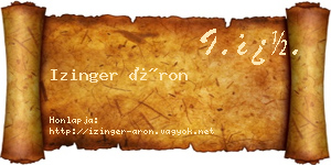 Izinger Áron névjegykártya